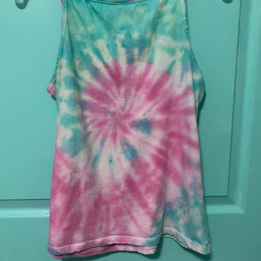 Tie dye hand made cami pink & green colors